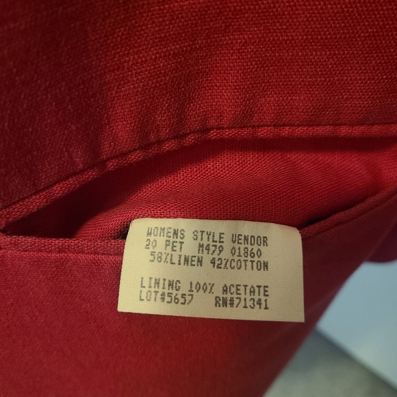LL Bean Vintage Women's Blazer Size 20 Petite Linen Cotton Blend Red Long Sleeve - Picture 2 of 10